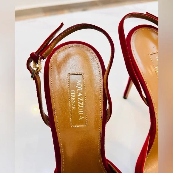 Aquazzura Red Pom Pom Heels - Picture 4 of 14